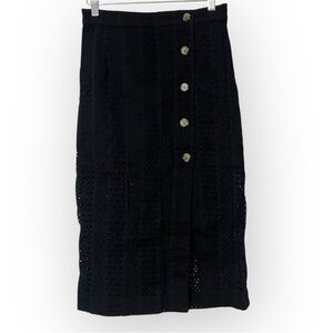 & other Stories Eyelet Midi skirt Black